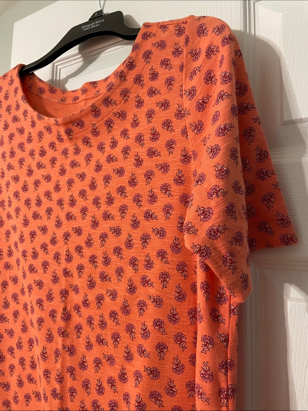 J. Jill orange print Pima Cotton boatneck top in tunic length